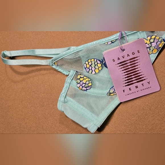 NWT Savage x Fenty Tutti Frutti Embroidered Tulle unlined pineapple bra - Picture 6 of 10